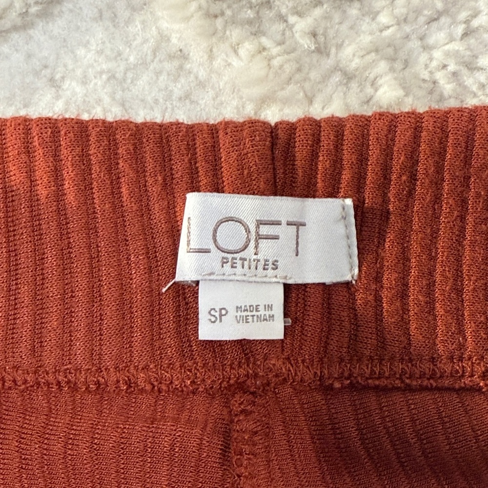 LOFT Petite Small Rust Red Ribbed Pants - Picture 10 of 11